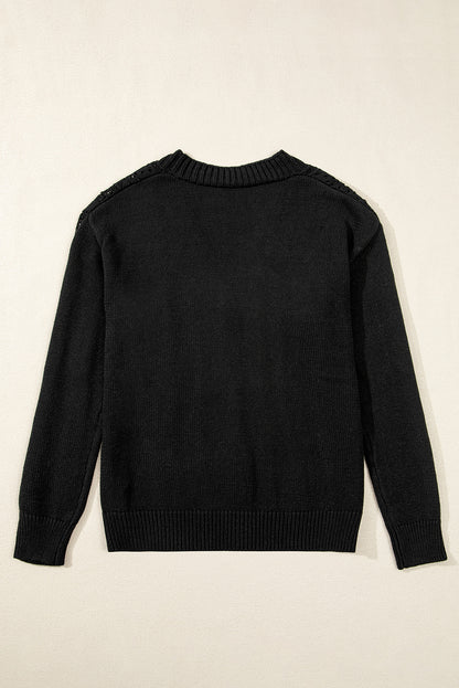 Green Hollow Knit Drop Shoulder Cardigan