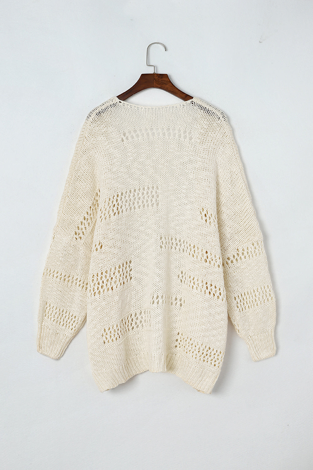 Apricot Casual Hollowed Knit Dolman Sleeve Cardigan