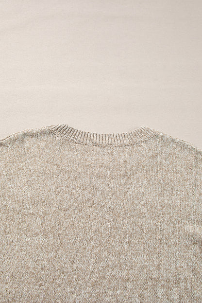 Gray Star Pattern Drop Shoulder Knit Sweater