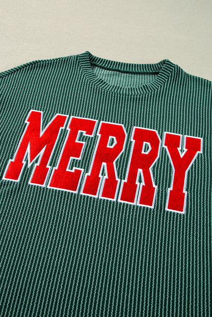 Racing Red Corded MERRY Long Sleeve Top and Shorts Pajama Set