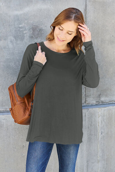 Basic Bae Full Size Round Neck Dropped Shoulder Tee Shirt