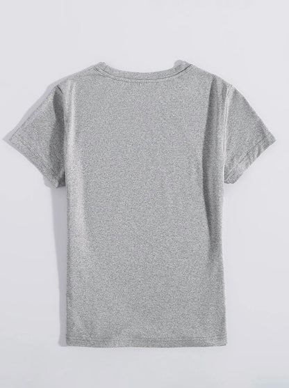 Letter Graphic Round Neck Short Sleeve T Shirt