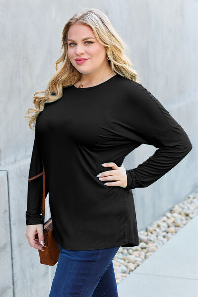 Basic Bae Full Size Round Neck Dropped Shoulder Tee Shirt