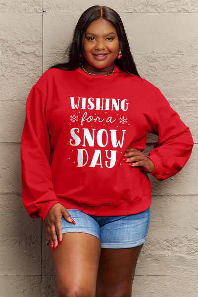 WISHING FOR A SNOW DAY Round Neck Sweatshirt