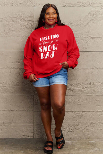 WISHING FOR A SNOW DAY Round Neck Sweatshirt