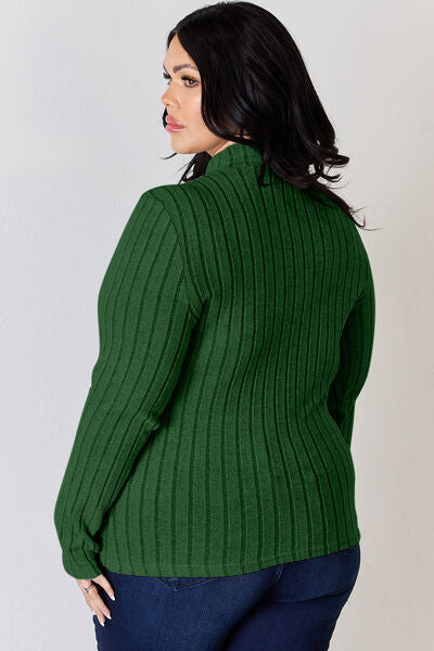 Basic Bae Full Size Ribbed Mock Neck Long Sleeve T Shirt