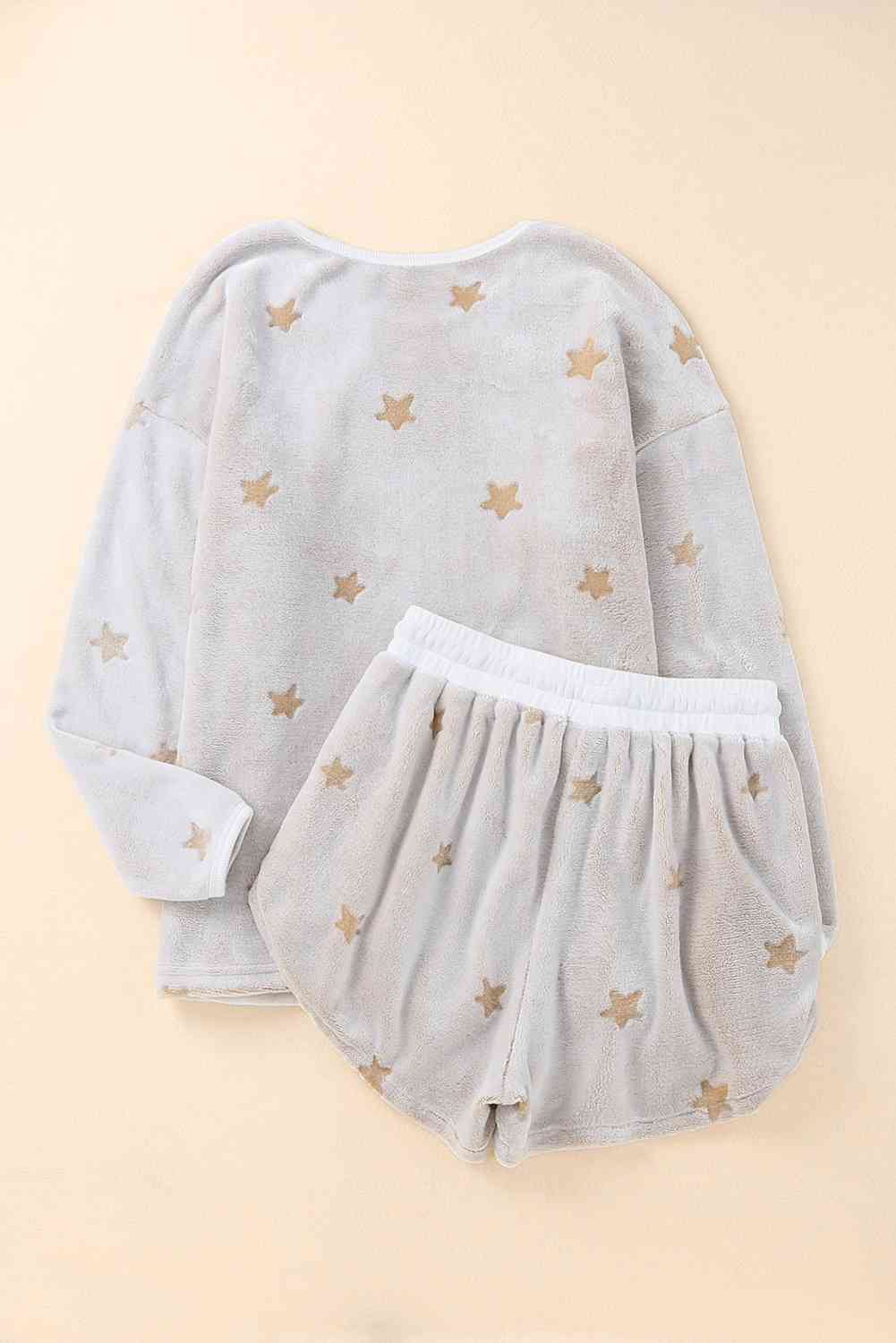 Dropped Shoulder Star Print Top and Shorts Lounge Set
