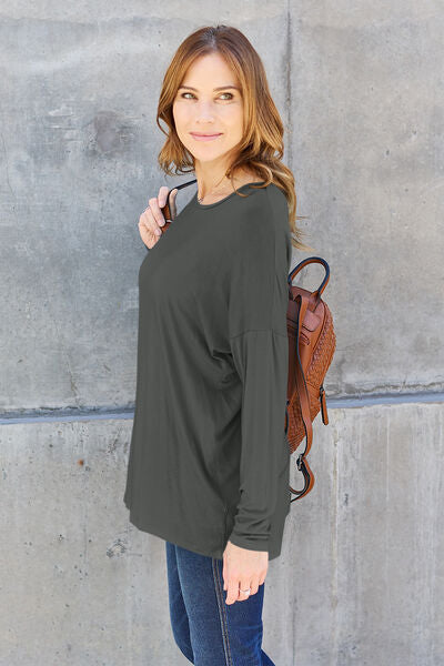 Basic Bae Full Size Round Neck Dropped Shoulder Tee Shirt