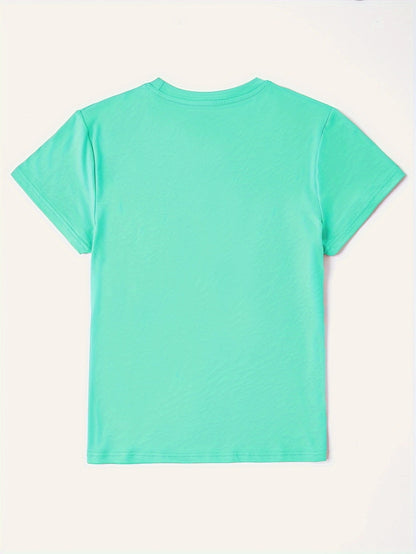 Letter Graphic Round Neck Short Sleeve T Shirt