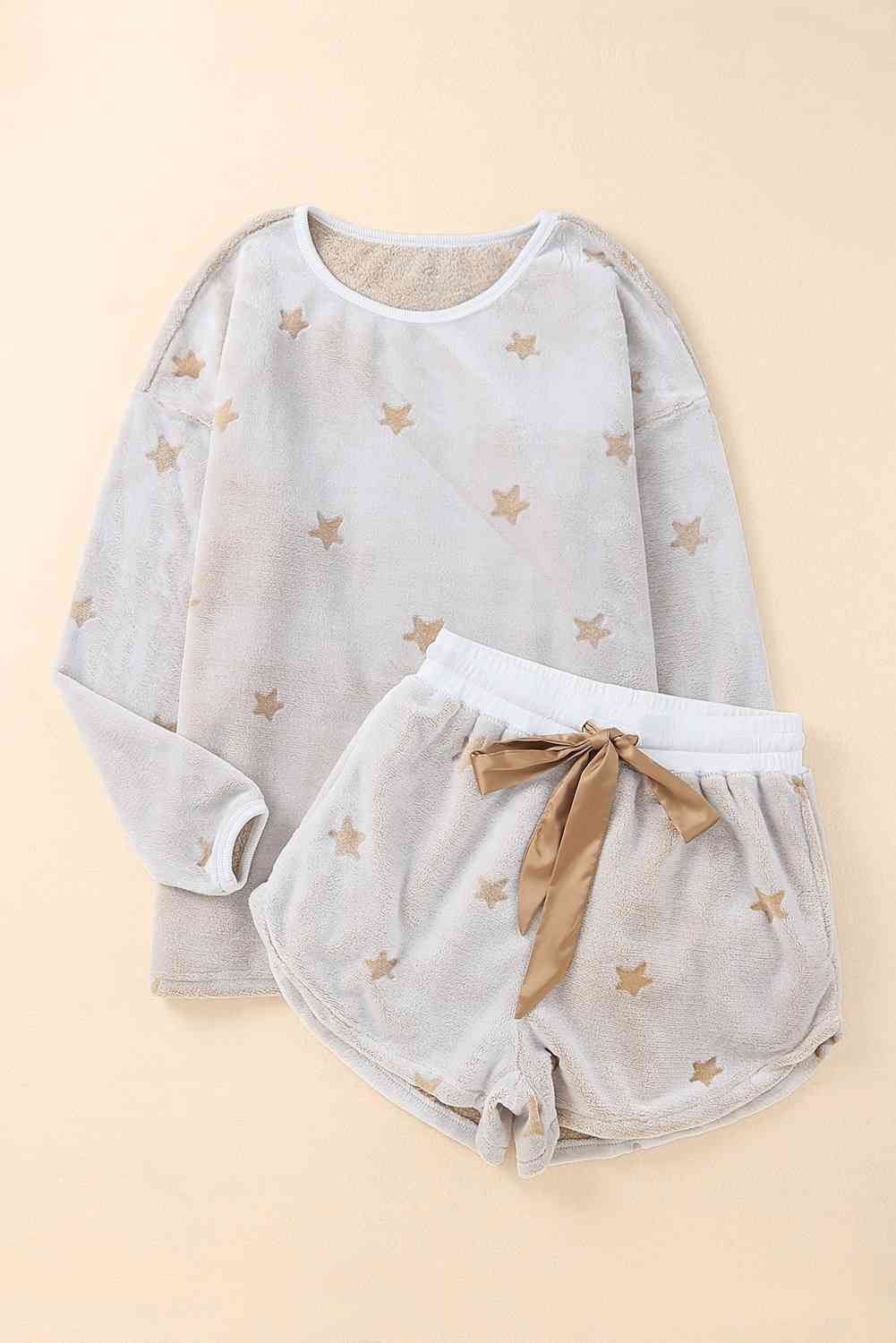 Dropped Shoulder Star Print Top and Shorts Lounge Set