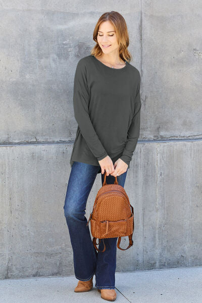 Basic Bae Full Size Round Neck Dropped Shoulder Tee Shirt