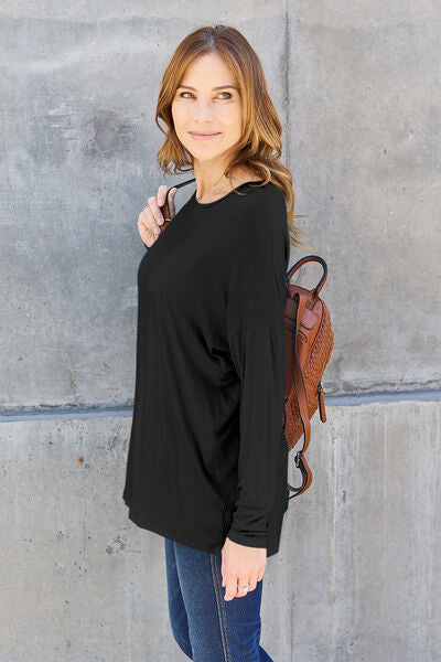Basic Bae Full Size Round Neck Dropped Shoulder Tee Shirt