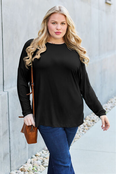 Basic Bae Full Size Round Neck Dropped Shoulder Tee Shirt
