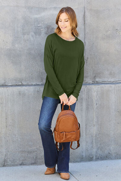 Basic Bae Full Size Round Neck Dropped Shoulder Tee Shirt