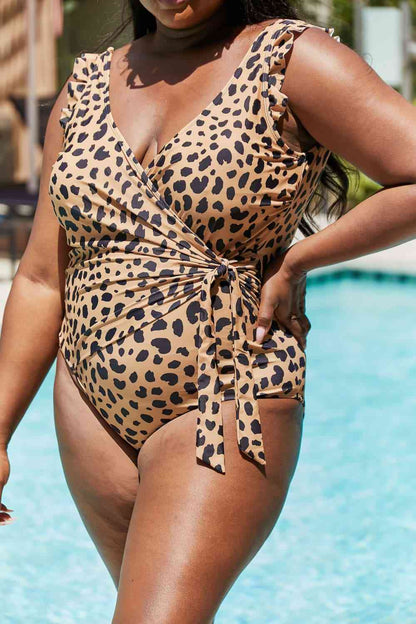 Full Size Float On Ruffle Faux Wrap Leopard Print