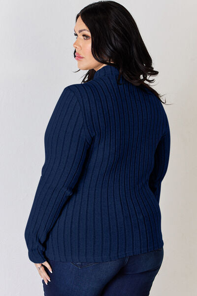 Basic Bae Full Size Ribbed Mock Neck Long Sleeve T Shirt