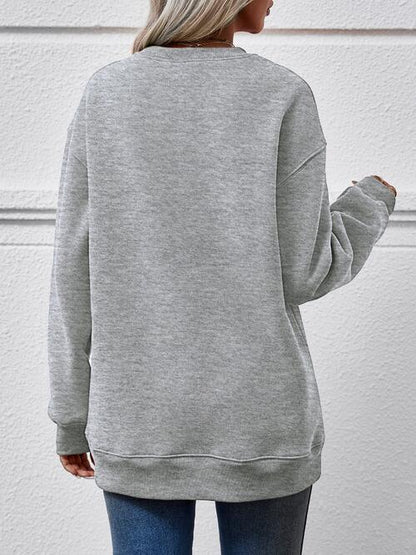 Long Sleeve Letter Graphic Round Neck Sweatshirt
