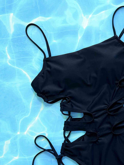 Cutout Lace Up Spaghetti Strap One Piece Swimsuit