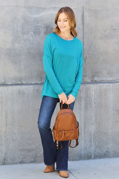 Basic Bae Full Size Round Neck Dropped Shoulder Tee Shirt