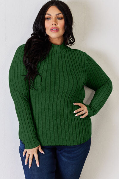 Basic Bae Full Size Ribbed Mock Neck Long Sleeve T Shirt