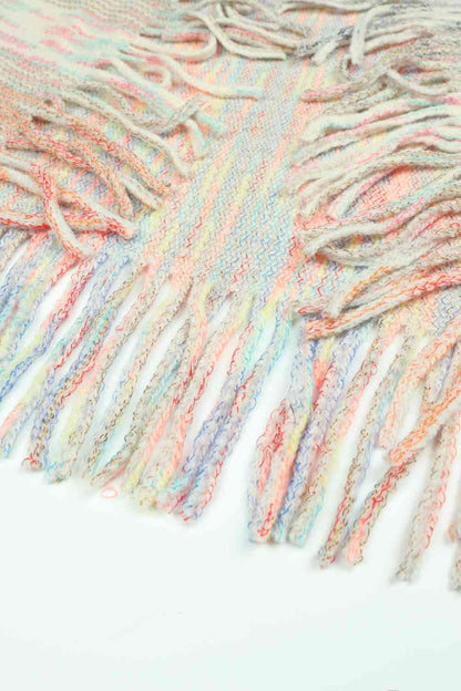 Open Front Fringe Hem Poncho in multicolor, Fringe