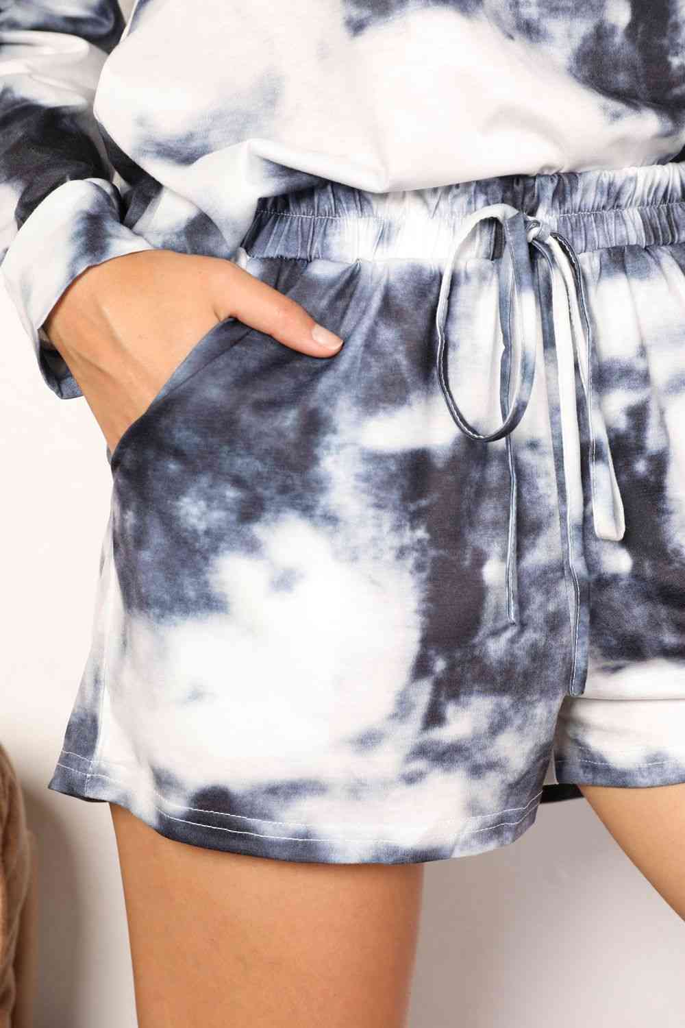 Double Take Tie Dye Top and Shorts Lounge Set
