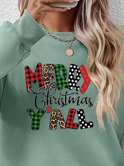 Long Sleeve Letter Graphic Round Neck Sweatshirt