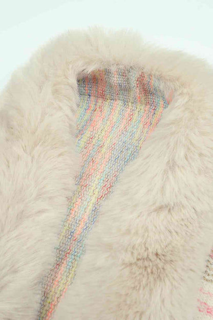 Open Front Fringe Hem Poncho in multicolor, Fringe