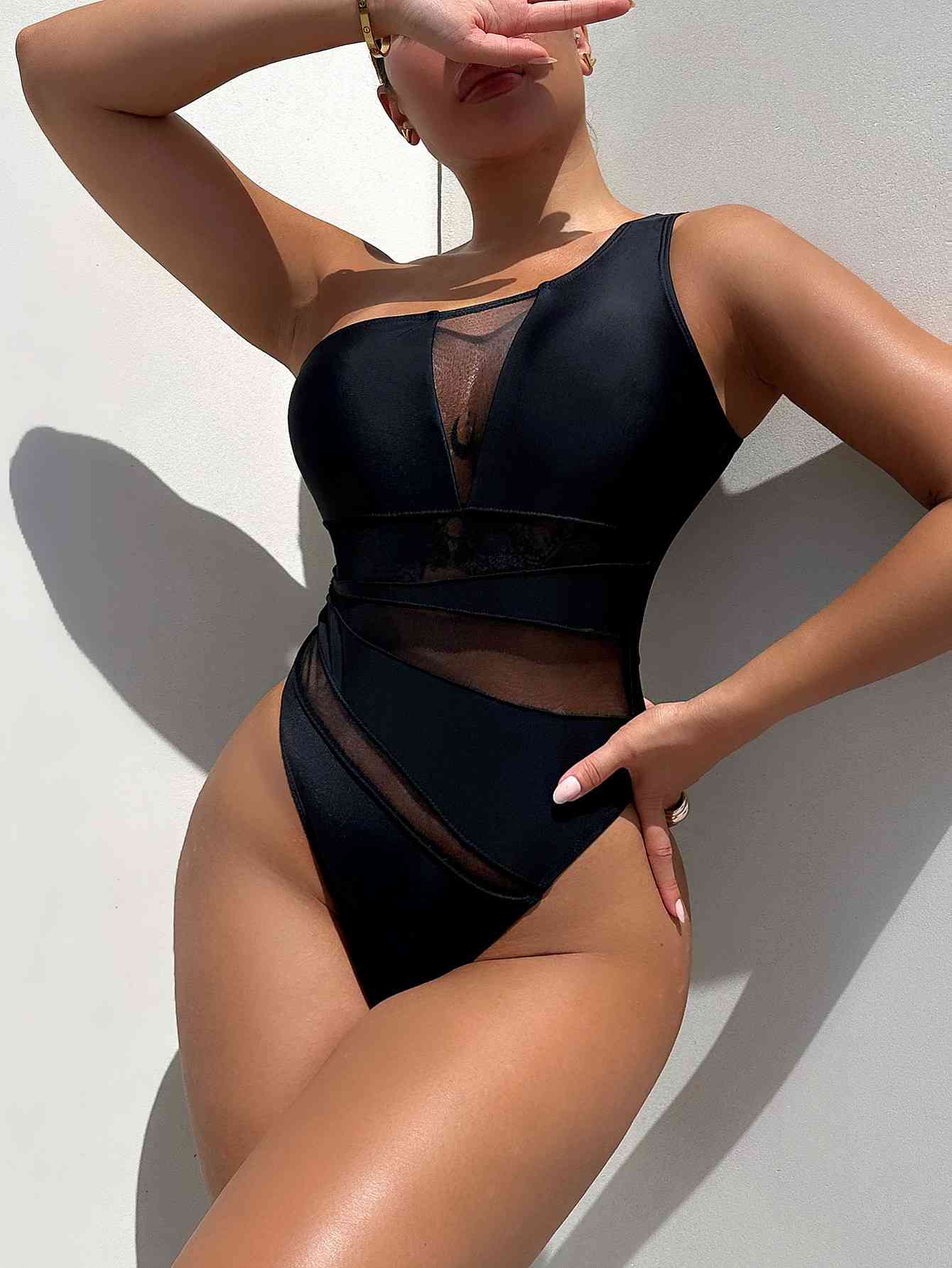Black Magic One Shoulder Sleeveless Swimsuit