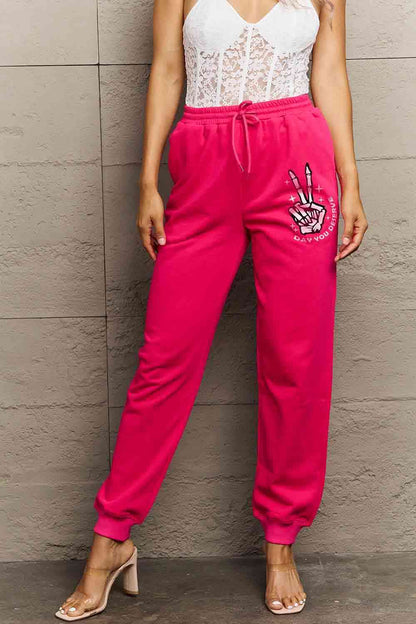 Drawstring DAY YOU DESERVE Graphic Long Sweatpants