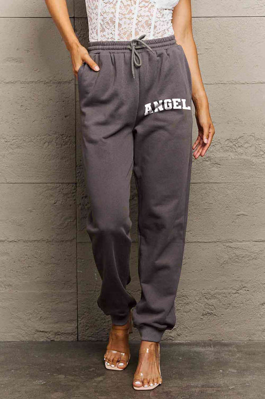 Full Size Drawstring Angel Graphic Long Sweatpants