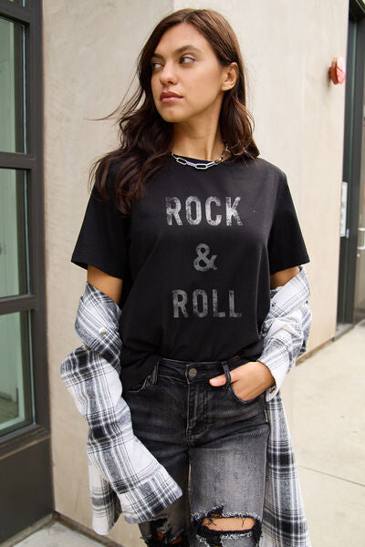 Full Size ROCK and ROLL Short Sleeve T Shirt