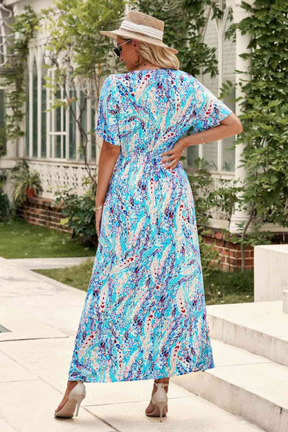Multicolored V Neck Maxi Dress