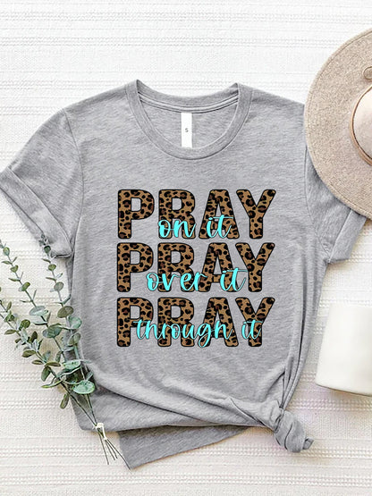 Letter Graphic Round Neck Short Sleeve T Shirt