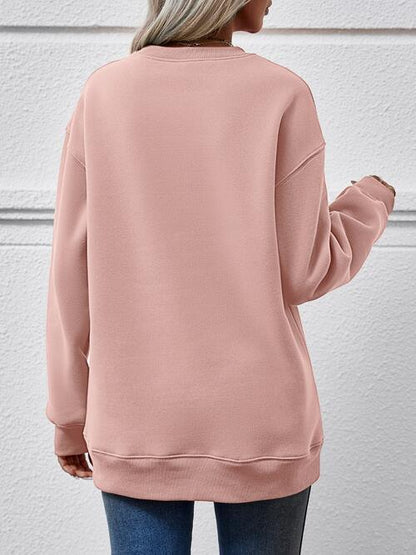 Long Sleeve Letter Graphic Round Neck Sweatshirt
