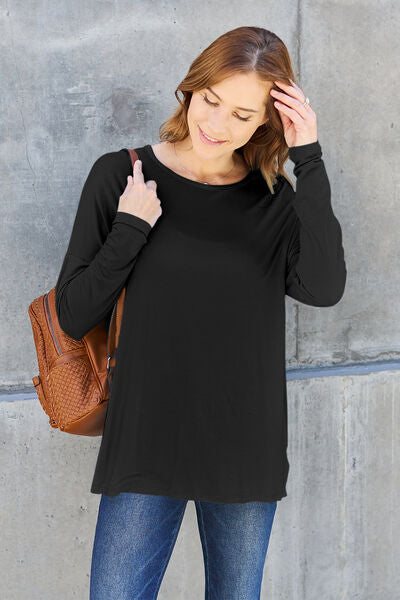 Basic Bae Full Size Round Neck Dropped Shoulder Tee Shirt