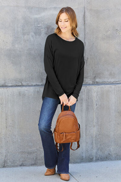 Basic Bae Full Size Round Neck Dropped Shoulder Tee Shirt