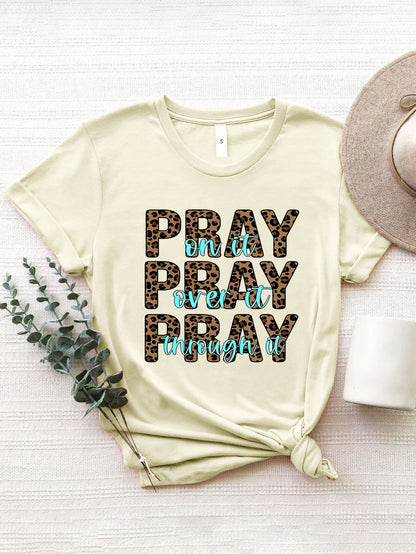 Letter Graphic Round Neck Short Sleeve T Shirt