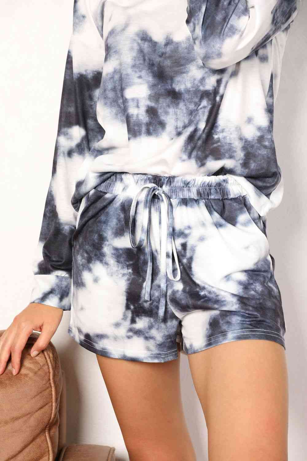 Double Take Tie Dye Top and Shorts Lounge Set