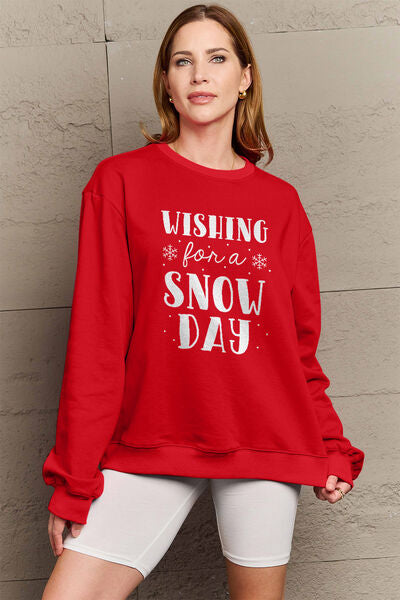 WISHING FOR A SNOW DAY Round Neck Sweatshirt