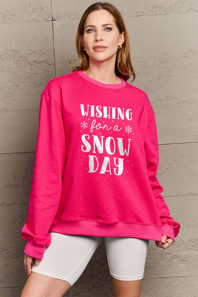 WISHING FOR A SNOW DAY Round Neck Sweatshirt
