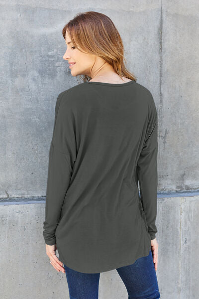 Basic Bae Full Size Round Neck Dropped Shoulder Tee Shirt