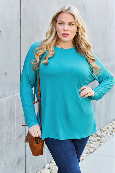 Basic Bae Full Size Round Neck Dropped Shoulder Tee Shirt