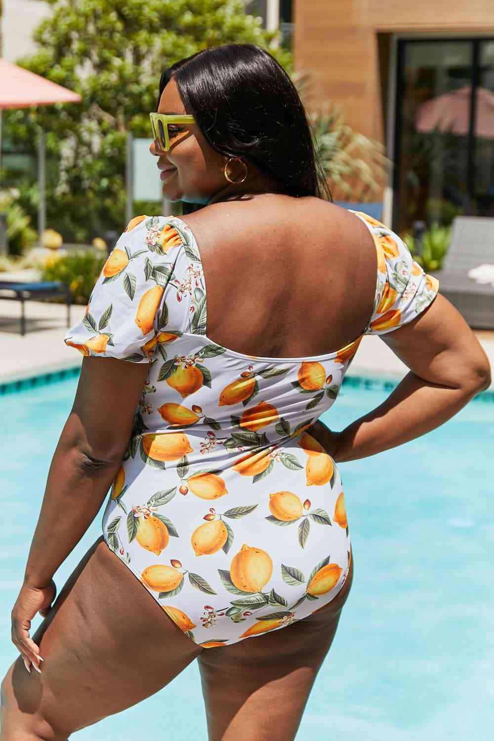 Salty Air Puff Sleeve One Piece in Citrus Orange