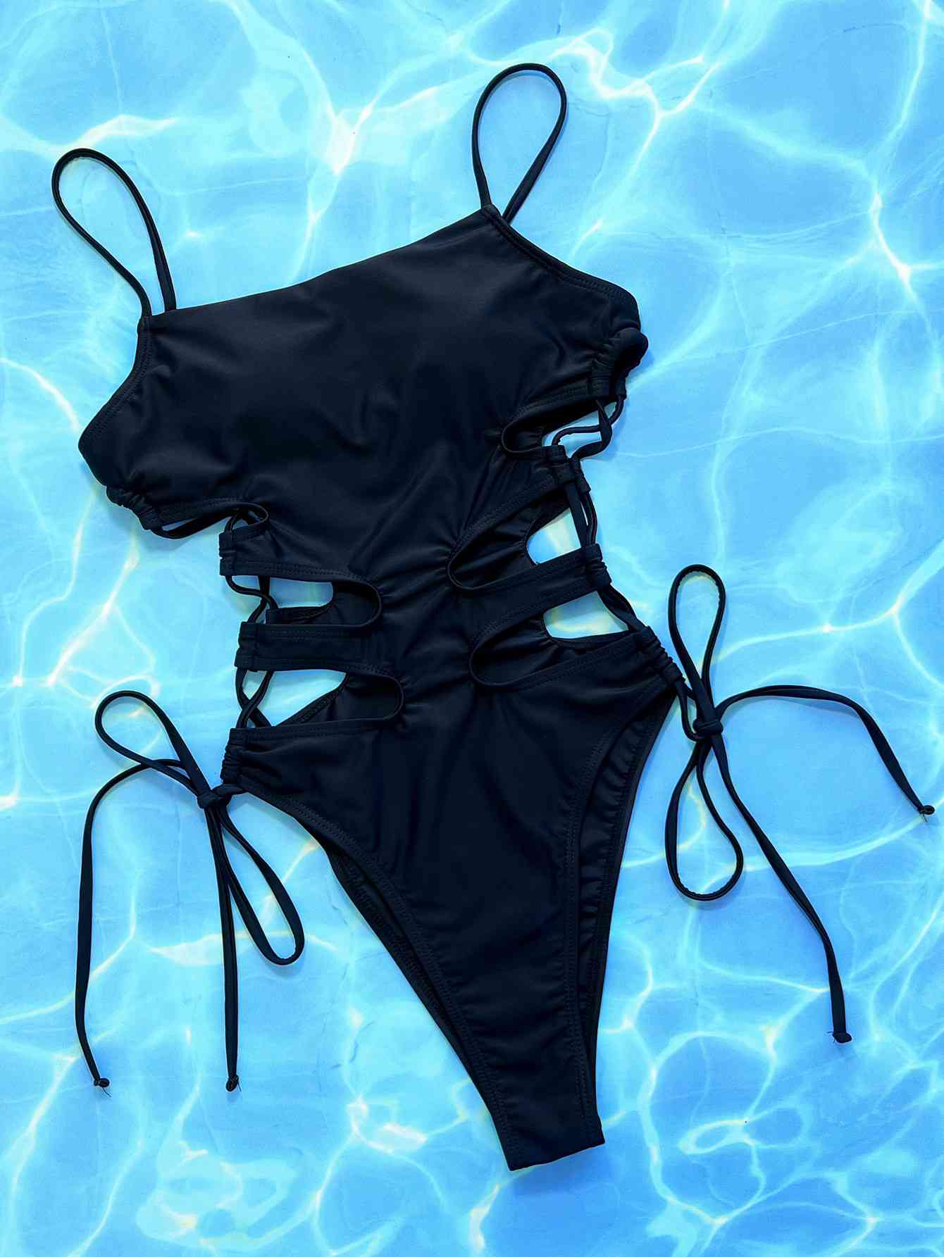 Cutout Lace Up Spaghetti Strap One Piece Swimsuit