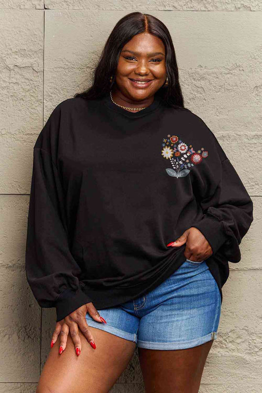 Simply Love Full Size Flower Graphic Sweatshirt