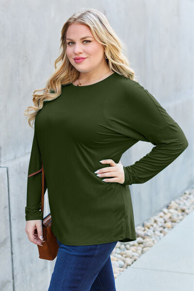 Basic Bae Full Size Round Neck Dropped Shoulder Tee Shirt