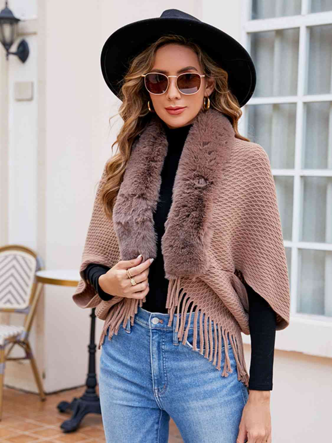 Front Fringe Hem Poncho