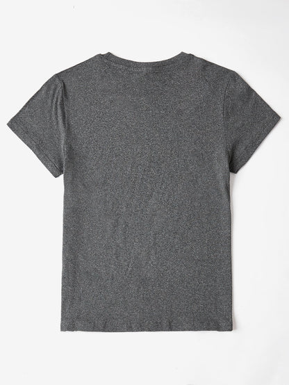 Letter Graphic Round Neck Short Sleeve T Shirt