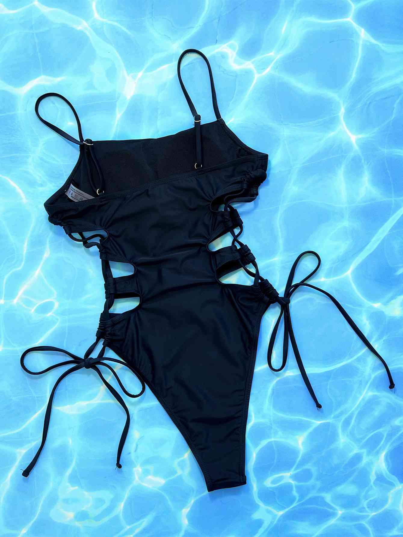 Cutout Lace Up Spaghetti Strap One Piece Swimsuit